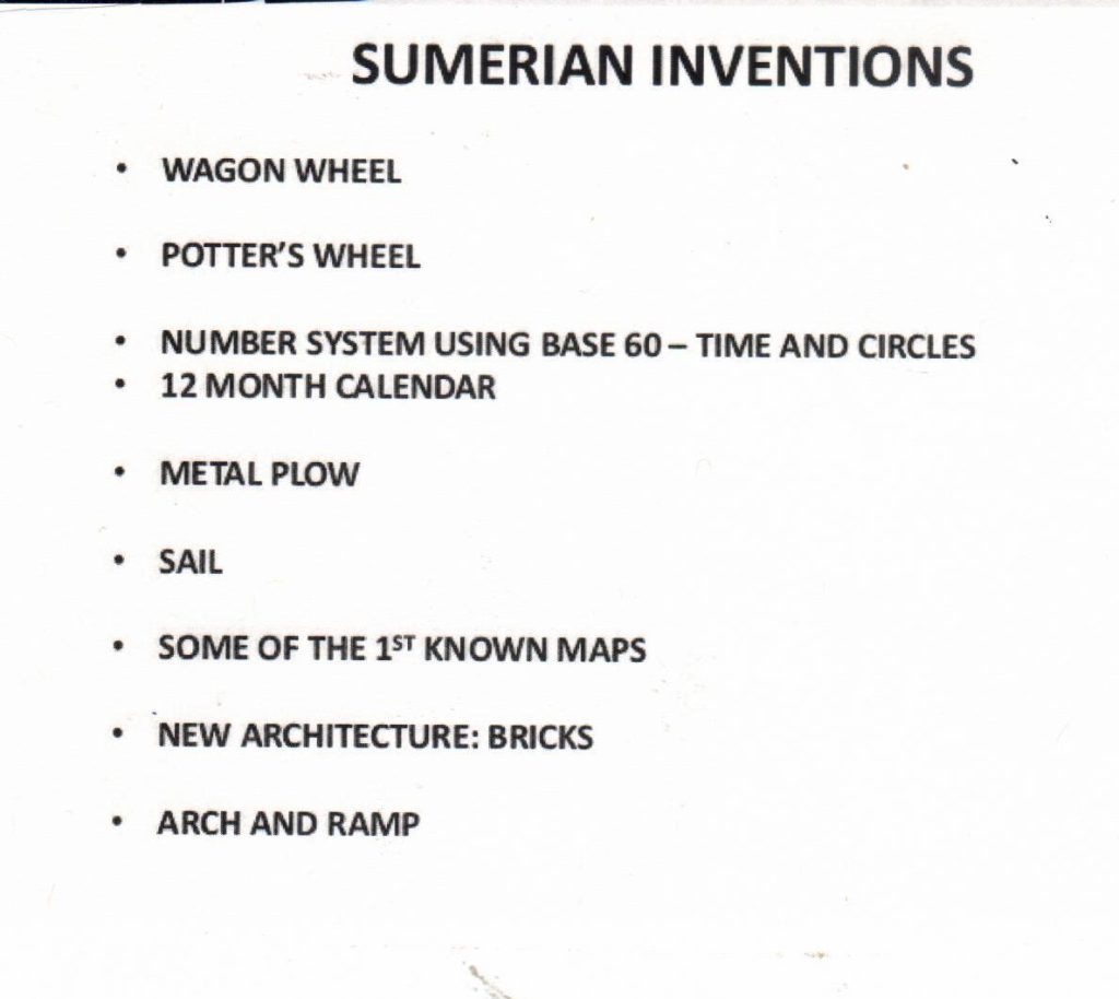 sumerian inventions one