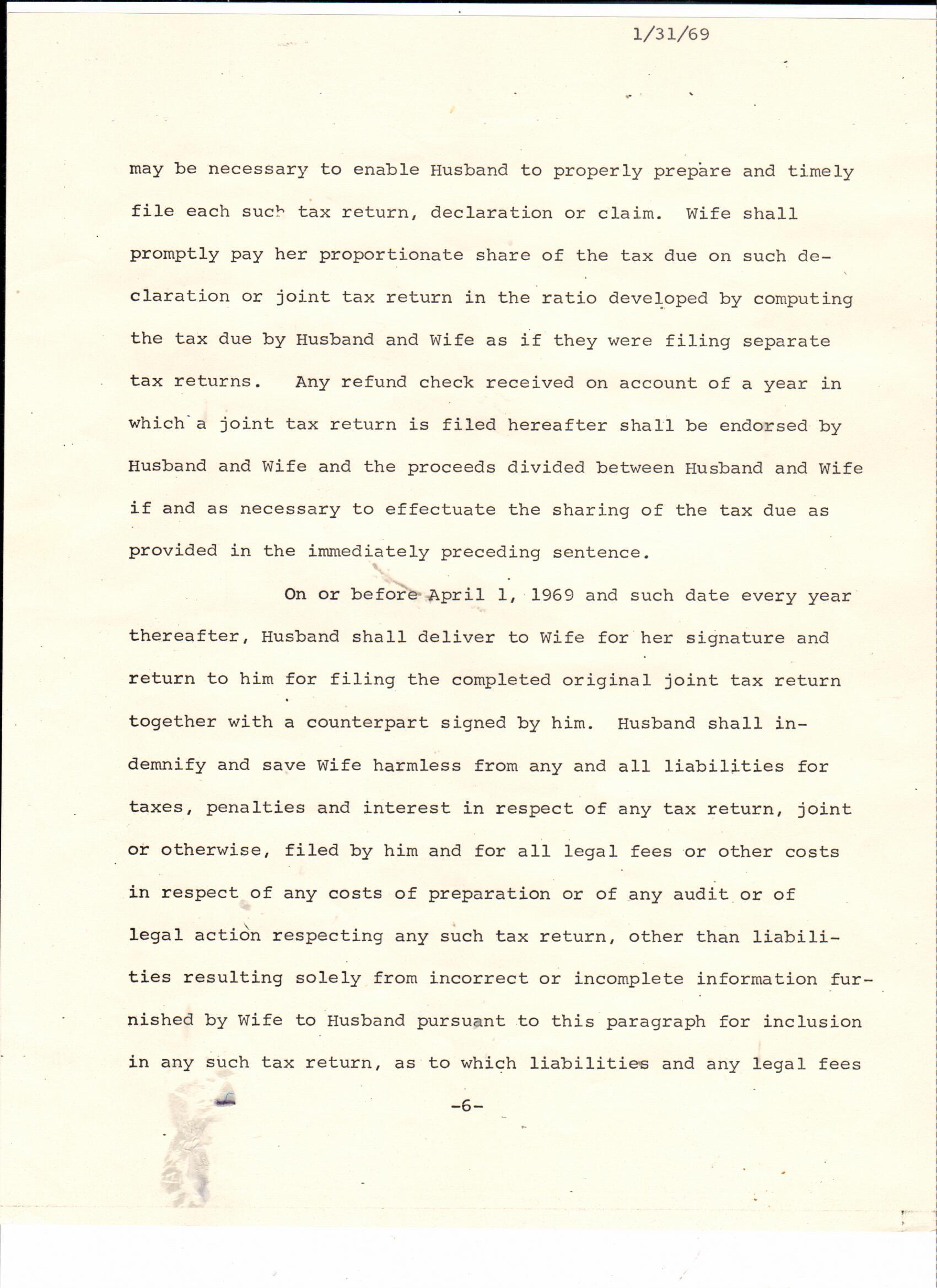 1969 AGREEMENT - six